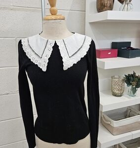 Eyelet collar sweater